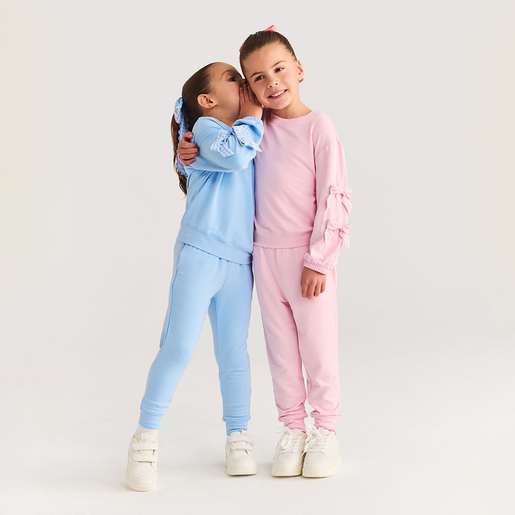 Harriet Blush French Terry Bow Sweatshirt Jogger Set
