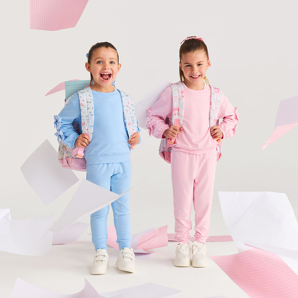 Edda Blue French Terry Bow Sweatshirt Jogger Set