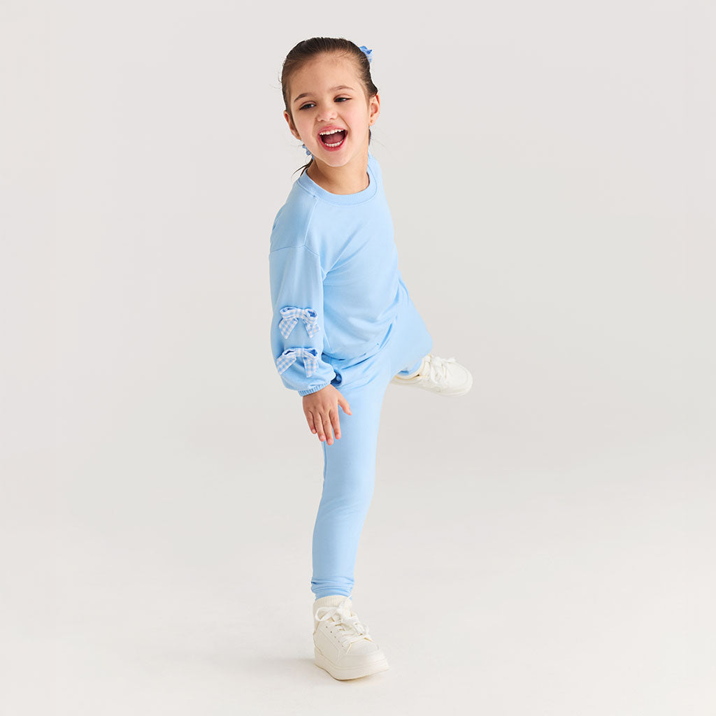 Edda Blue French Terry Bow Sweatshirt Jogger Set