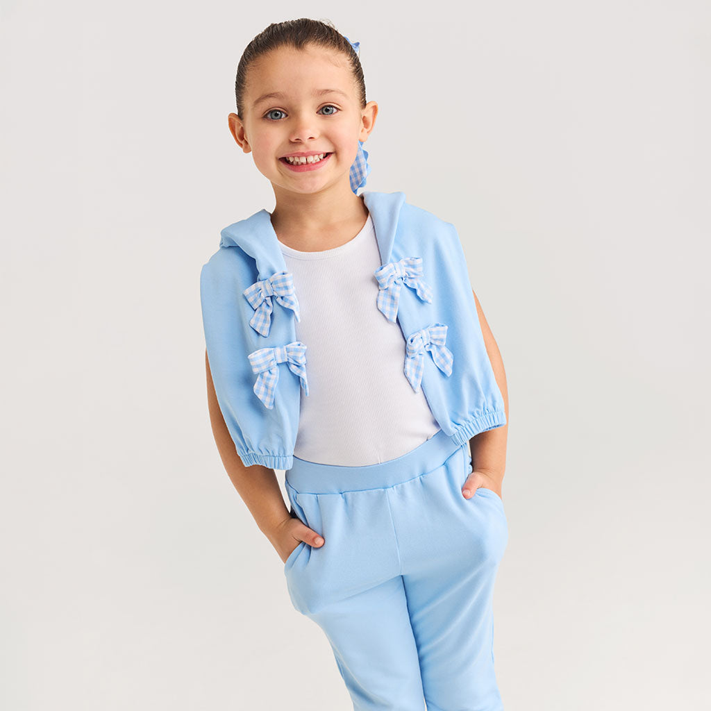 Edda Blue French Terry Bow Sweatshirt Jogger Set