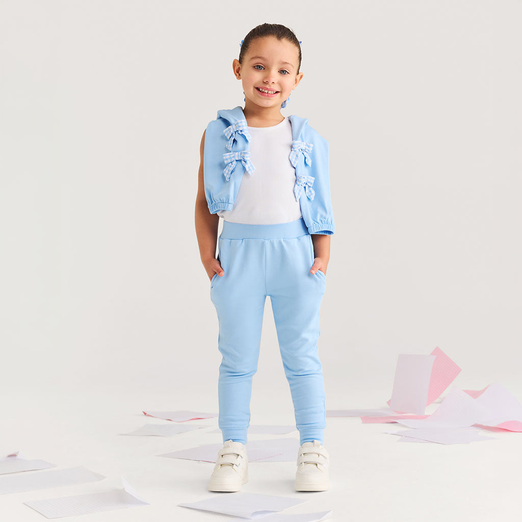 Edda Blue French Terry Bow Sweatshirt Jogger Set