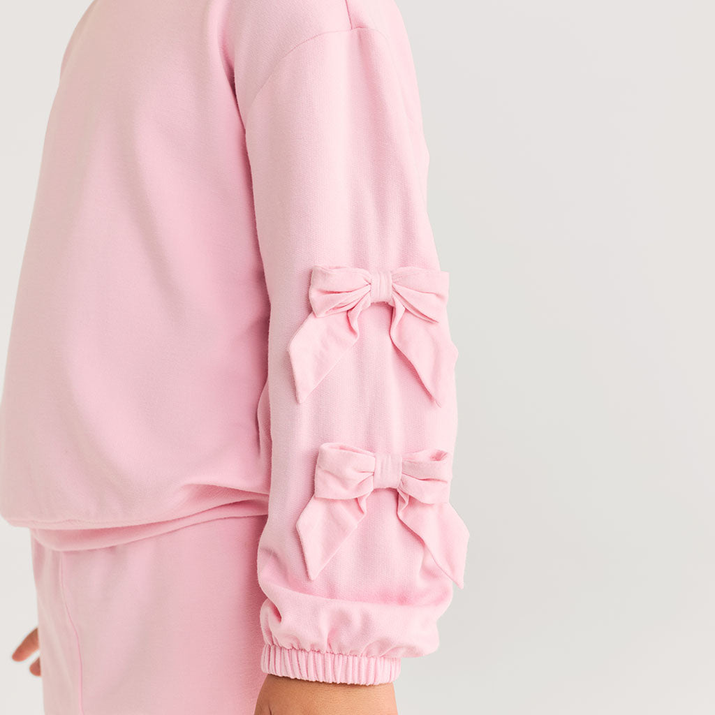 Harriet Blush French Terry Bow Sweatshirt Jogger Set