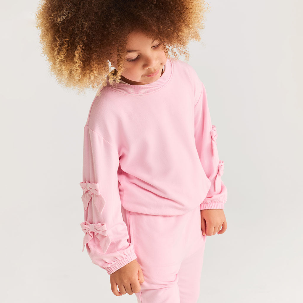 Harriet Blush French Terry Bow Sweatshirt Jogger Set